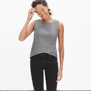 madewell grey striped crossover tank top